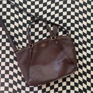 EUC Coach Purse Brown Purple Leather Crossbody and Handle Straps